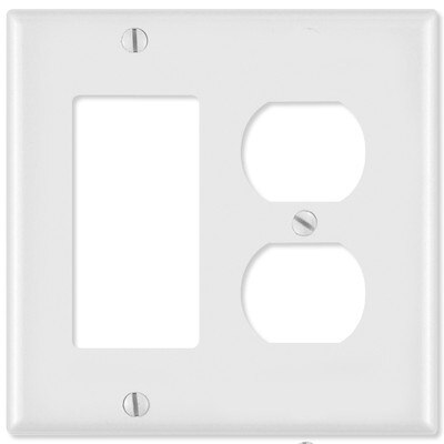 Leviton Combination Wallplate (1 Decora & 1 Duplex Receptacle), White