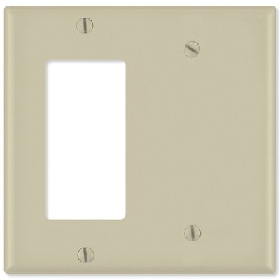 Leviton Combination Wallplate (1 Decora & 1 Blank), Ivory
