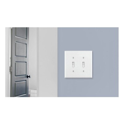 Leviton Toggle Switch Wallplate, 2-Gang, Standard Size, White