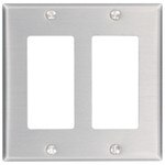 Leviton Decora Wallplate, 2-Gang, Aluminum