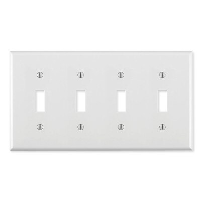 Leviton Toggle Switch Wallplate, 4-Gang, Standard Size, White
