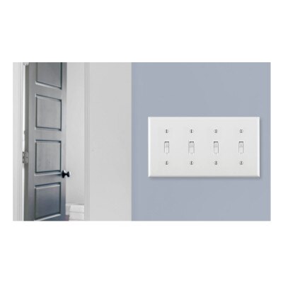Leviton Toggle Switch Wallplate, 4-Gang, Standard Size, White