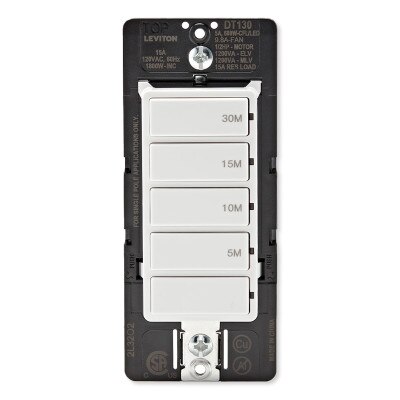 Leviton Decora Preset Countdown Timer Wall Switch, 30 Min (5, 10, 15, 30 Min)