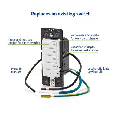 Leviton Decora In-Wall Countdown Timer Switch (10, 20, 30, 60 Min) (Open Box)