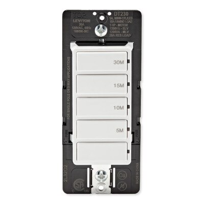 Leviton Decora Preset Countdown Single/Multi-Way Timer Wall Switch, 30 Min (5, 10, 15, 30 Min)