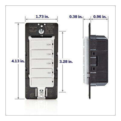 Leviton Decora Preset Countdown Single/Multi-Way Timer Wall Switch, 30 Min (5, 10, 15, 30 Min)