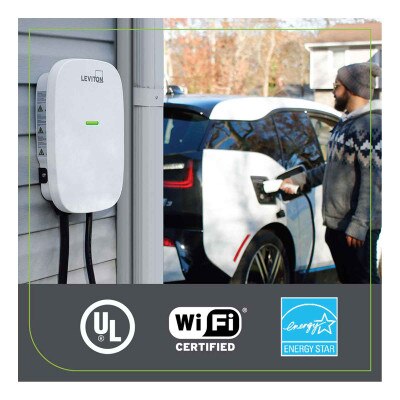 Leviton EV 32A Level 2 Electric Vehicle Charging Station, 18 Ft. Cable, Wi-Fi