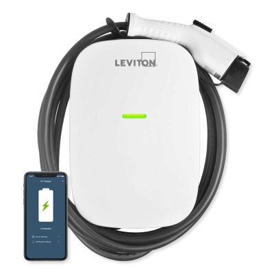 Leviton EV 80A Level 2 Electric Vehicle Charging Station, 18 Ft. Cable, Wi-Fi