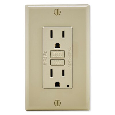 Leviton SmartlockPro Slim GFCI Receptacle, 15A, Ivory