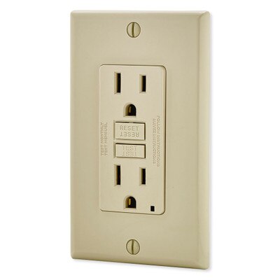 Leviton SmartlockPro Slim GFCI Receptacle, 15A, Ivory