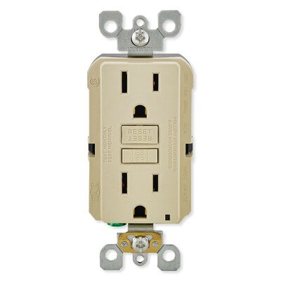 Leviton SmartlockPro Slim GFCI Receptacle, 15A, Ivory
