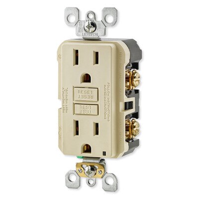 Leviton SmartlockPro Slim GFCI Receptacle, 15A, Ivory
