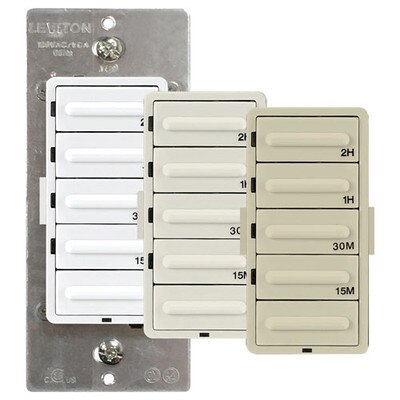 Leviton Decora Preset Countdown Timer Wall Switch, 2 Hr (1/4, 1/2, 1, 2 Hr)