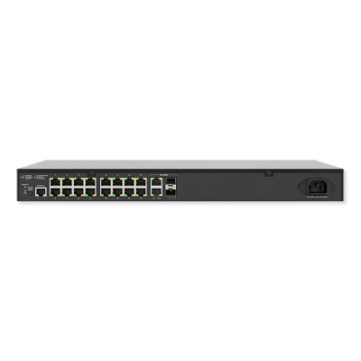 Luxul 18 Port/16 PoE+ Gigabit Managed Switch, Rear Facing