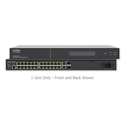 Luxul 26 Port/24 PoE+ Gigabit Managed Switch, Rear Facing