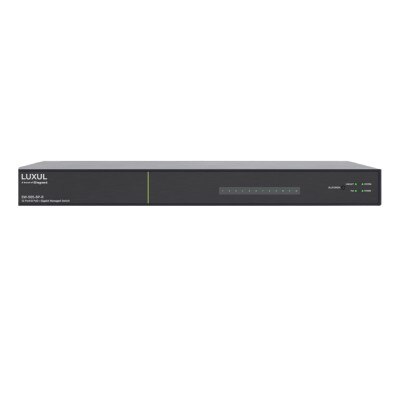 Luxul 12 Port/8 PoE+ Gigabit Managed Switch, Rear Facing