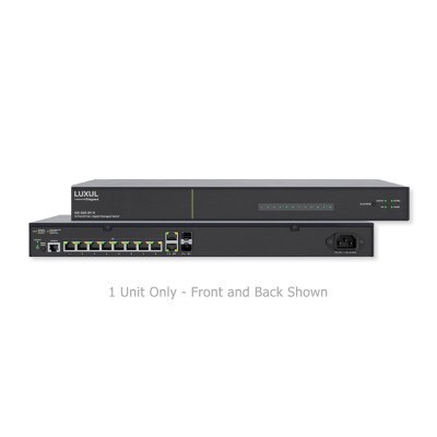 Luxul 12 Port/8 PoE+ Gigabit Managed Switch, Rear Facing