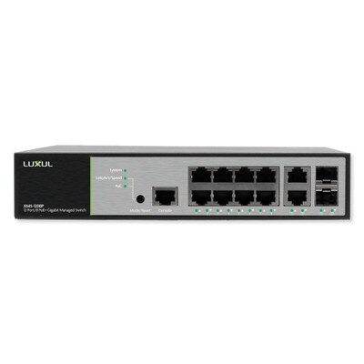 Luxul 12 port/8 PoE, Front-Facing Rackmount Switch