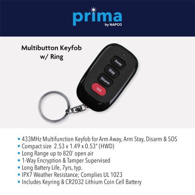 Napco Prima 4-Button Keyfob with Ring