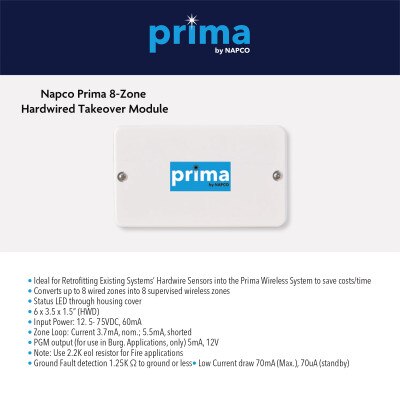 Napco Prima Hardwired 8-Zone Takeover Conversion Module, 433 MHz