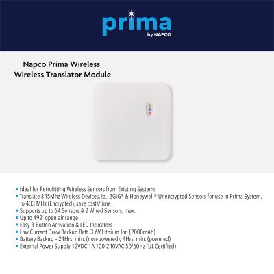 Napco Prima Wireless Translator Module, 345 MHz to 433 MHz