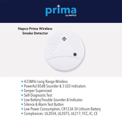 Napco Prima Smoke Detector, 433 MHz