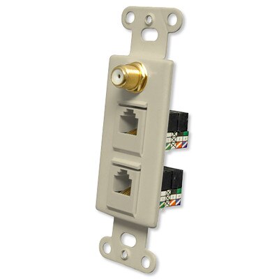 OEM Systems Pro-Wire Combo Jack Plate (1 F, 2 RJ11), Ivory