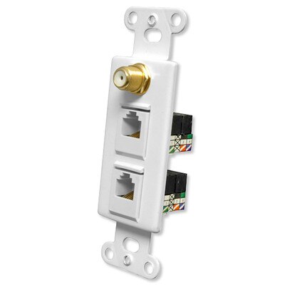 OEM Systems Pro-Wire Combo Jack Plate (1 F, 2 RJ11), White