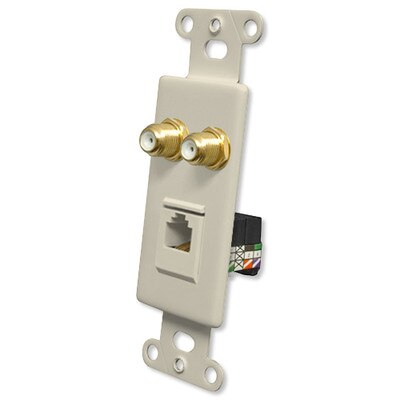 OEM Systems Pro-Wire Combo Jack Plate (2 F, 1 RJ11), Almond