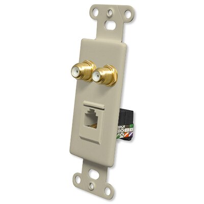 OEM Systems Pro-Wire Combo Jack Plate (2 F, 1 RJ11), Ivory