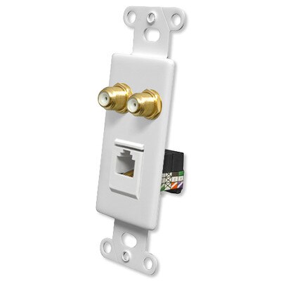OEM Systems Pro-Wire Combo Jack Plate (2 F, 1 RJ11), White