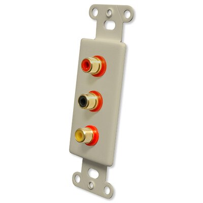 OEM Systems Pro-Wire Jack Plate (3 RCA), Ivory