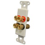 OEM Systems Pro-Wire Jack Plate (Solderless 4 Binding Posts), Almond