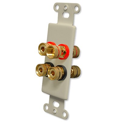 OEM Systems Pro-Wire Jack Plate (Solderless 4 Binding Posts), Ivory