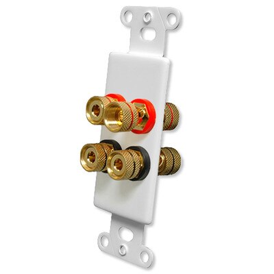 OEM Systems Pro-Wire Jack Plate (Solderless 4 Binding Posts), White