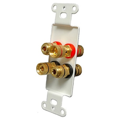 OEM Systems Pro-Wire Jack Plate (Solderless 4 Binding Posts), White