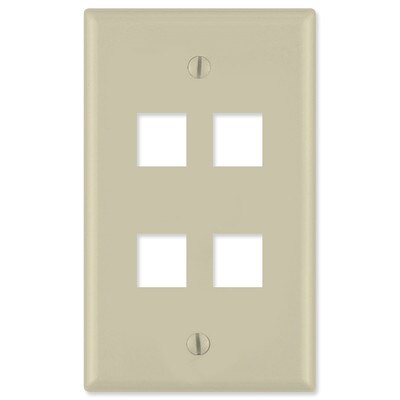 On-Q/Legrand Keystone Wallplate, 1-Gang, 4-Port