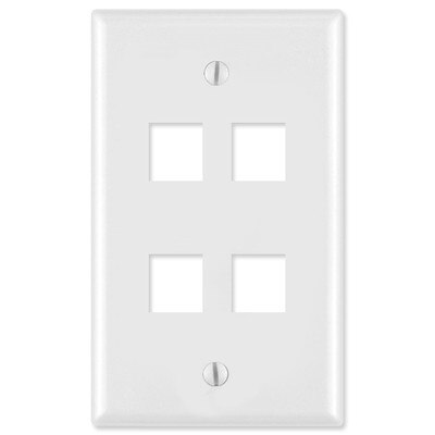 On-Q/Legrand Keystone Wallplate, 1-Gang, 4-Port