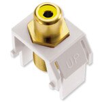 On-Q/Legrand RCA to F Keystone Snap-In Connector, Yellow Insert, White (Open Box)