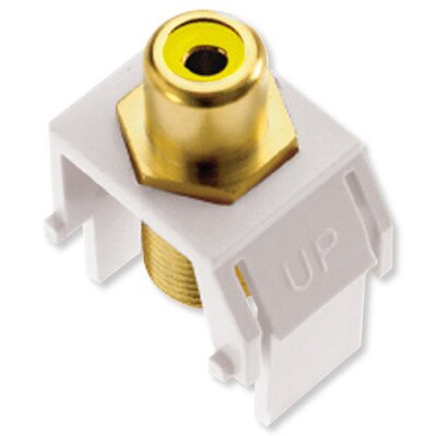 On-Q/Legrand RCA to F Keystone Snap-In Connector, Yellow Insert, White (Open Box)
