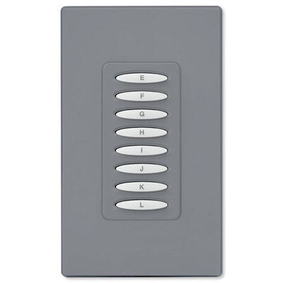 PCS PulseWorx UPB Wall Controller, Load Relay, 8A, 8 Button, Gray