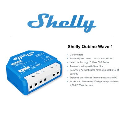 Shelly Qubino Wave 1 Channel Z-Wave 800 Relay Module