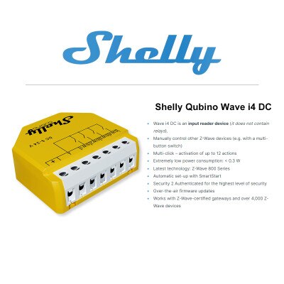 Shelly Qubino Wave i4 DC Multi-Touch Control Module, Z-Wave 800