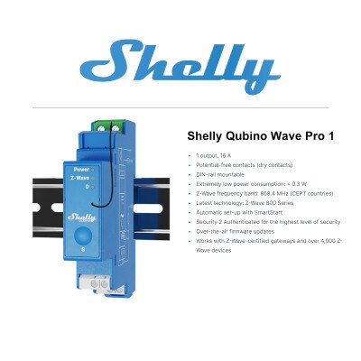 Shelly Qubino Wave Pro 1 Channel Z-Wave 800 Relay Module