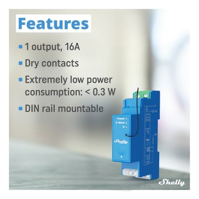 Shelly Qubino Wave Pro 1 Channel Z-Wave 800 Relay Module
