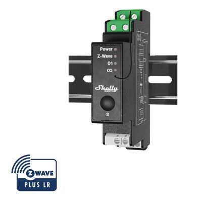 Shelly Qubino Wave Pro 2PM Z-Wave 800 Relay Module with Power Monitoring