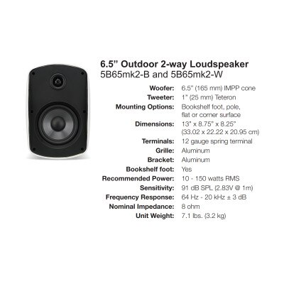 Russound Acclaim 5 Series OutBack 2-Way Speakers, 6.5" (Pair), Black