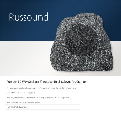 Russound 2-Way OutBack Outdoor Rock Subwoofer, 8", Granite
