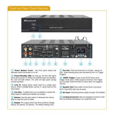 Russound Half-Rack Digital Amplifier, 2-Channel