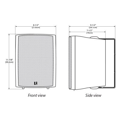 Russound 70V/100V Surface Mount Speakers (Pair), Black